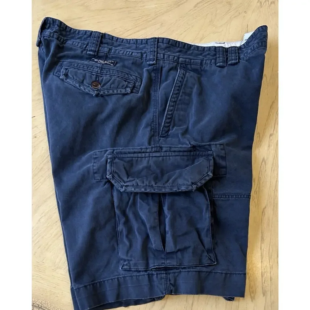 Y2K Polo Ralph Lauren Cargo Shorts Utility Sz 38 Mens Old Heavy Baggy Workwear